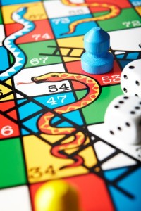 Close Up Of Snakes And Ladders Board