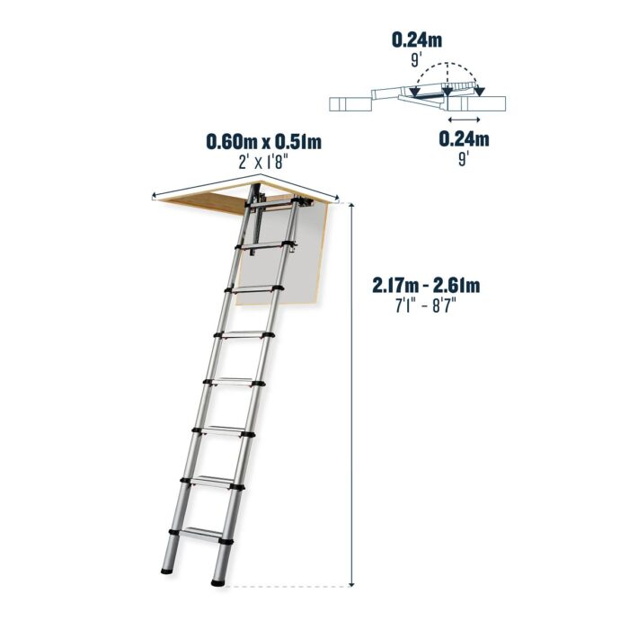 Werner Telescopic Loft Ladder - 2.6m - Image 3