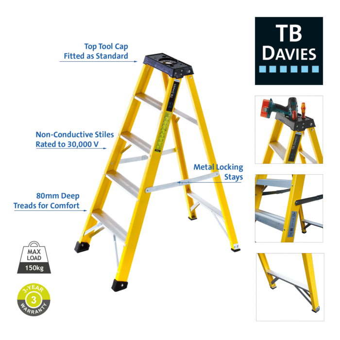 Professional 4 Tread Fibreglass Swingback Step - Image 5