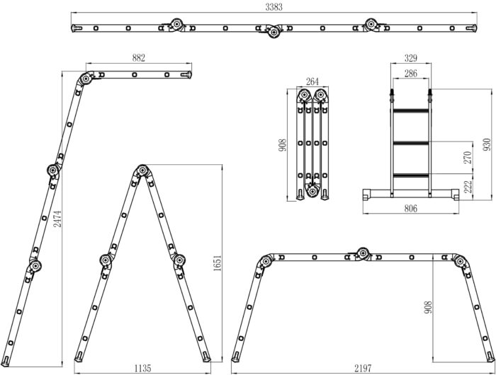 Aluminium Combination Ladder & Platform (4x3) - Image 6
