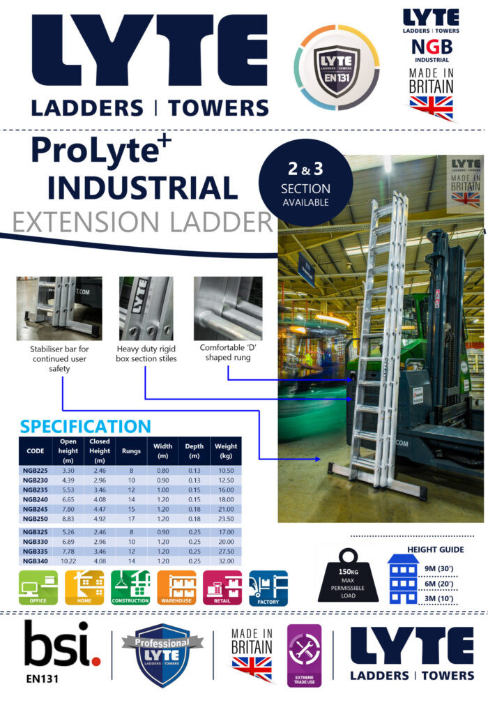 Lyte ProLyte+ Double 4.5m Heavy-Duty Industrial Ladder - Image 4