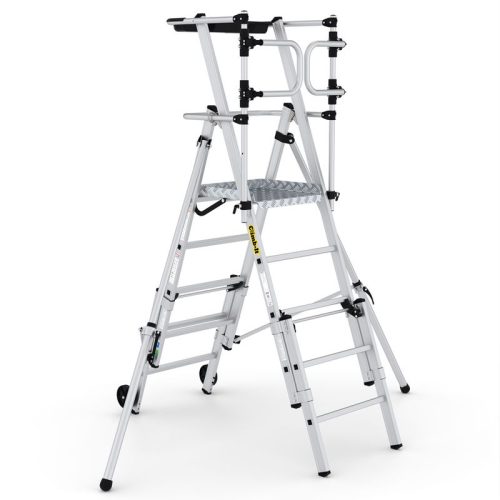 Climb-It Folding Telescopic Large Platform Step With Safety Gates - 4+1 Tread