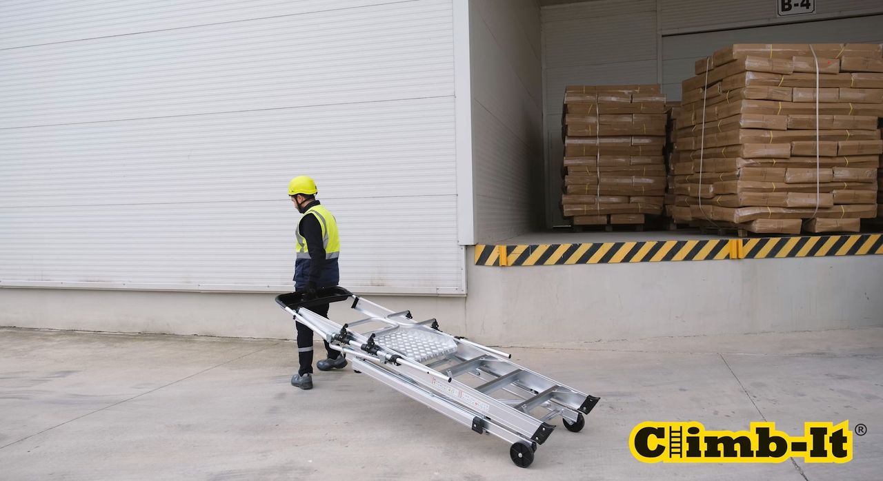 Climb-It Large Platform Folding Step With Safety Gates - 8 Tread - Image 5