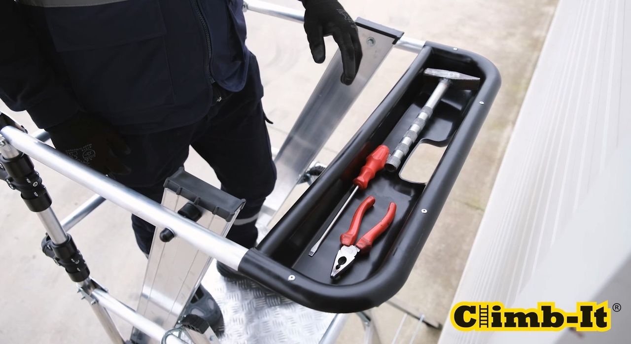 Climb-It Large Platform Folding Step With Safety Gates - 8 Tread - Image 8