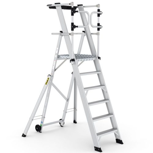 Climb-It Large Platform Folding Step With Safety Gates - 5 Tread