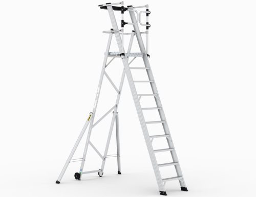 Climb-It Large Platform Folding Step With Safety Gates - 9 Tread